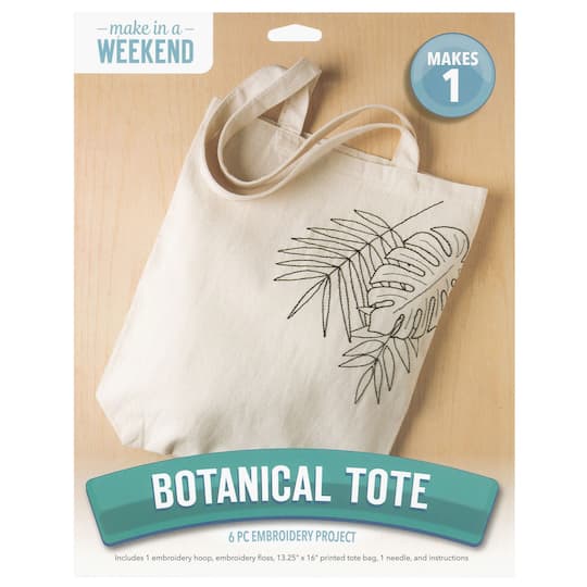 Leisure Arts&#xAE; Make in a Weekend Botanical Tote Embroidery Kit